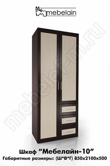 Распашной шкаф для одежды с ящиками Мебелайн-10